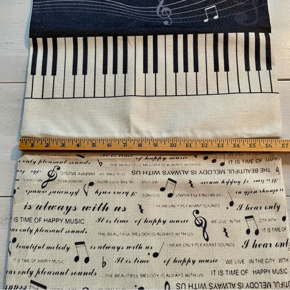 Pillow Covers Square Set of Two Musical Note Phrases Piano Key Theme Canvas Zip
